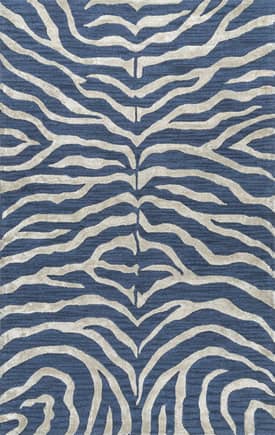 Blue Kylie Wool-Blend Zebra Rug swatch