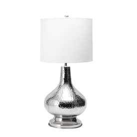 Nickel 25-inch Hammered Iron Ornate Teardrop Table Lamp swatch