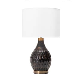 Dark Brown 24-inch Carved Wood Honeycombed Teardrop Table Lamp swatch