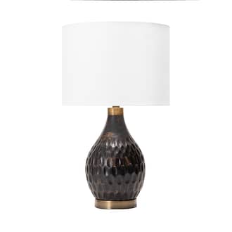 24-inch Carved Wood Honeycombed Teardrop Table Lamp primary image
