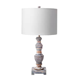 Gray 25-inch Wood Fluted Candlestick Table Lamp swatch
