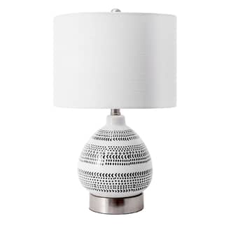 Off-White 22-inch Mottled Ceramic Egg Table Lamp swatch