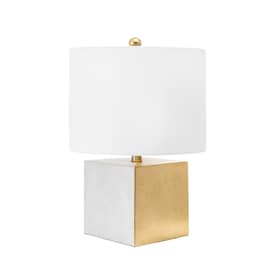 White And Brass 20-inch Janus Iron Block Table Lamp swatch