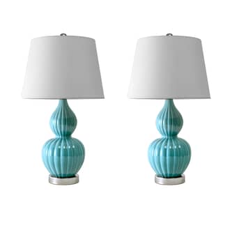 24-inch Ribbed Ceramic Gourd Table Lamp primary image