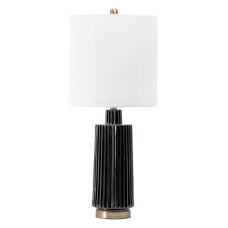 Black 31-inch Fluted Ceramic Block Table Lamp swatch