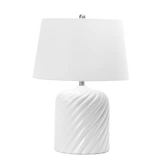 White 26-inch Spiral Ceramic Fluted Table Lamp swatch