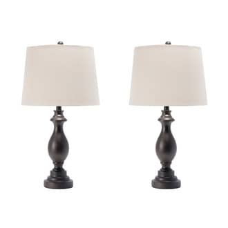 Brown 26-inch Polished Metal Ornamental Table Lamp (Set of 2) swatch