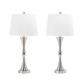 Silver 30-inch Polished Metal Hourglass Table Lamp (Set of 2) swatch