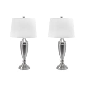 Silver 30-inch Polished Metal Chaliced Table Lamp (Set of 2) swatch