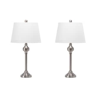 Nickel 26-inch Polished Metal Sceptered Table Lamp (Set of 2) swatch