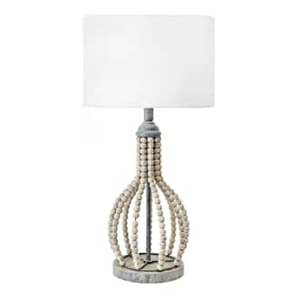 Light Grey 26-inch Rattan Beaded Frame Table Lamp swatch