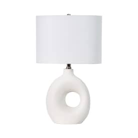 White 23-inch Ceramic Cutout Chamber Table Lamp swatch