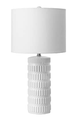 White 25-inch Tangela Ridged Ceramic Table Lamp swatch