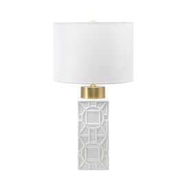 White 29-inch Ceramic Runic Emblem Table Lamp swatch
