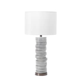 Gray 30-inch Polyresin Stacked Column Table Lamp swatch