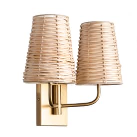 Brass 13-inch Rattan Double Wall Sconce swatch