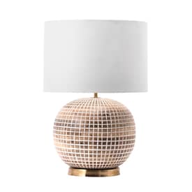 Brown 22-inch Textured Wood Latticed Globe Table Lamp swatch