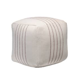 Ivory Cotton Dotted Pinstriped Pouf swatch