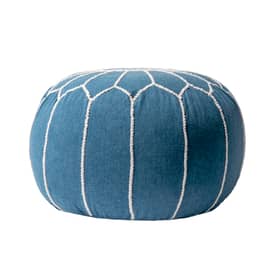 Blue Embroidered Cotton Pouf swatch