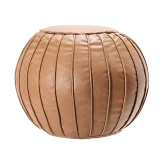 Faux Leather Pleated Pouf primary image