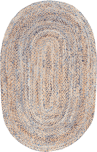 Hand Braided Twined Jute And Denim Rug primary image