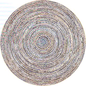 6' Hand Braided Jute And Denim Striped Rug primary image
