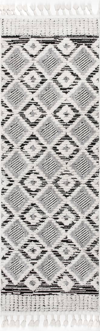 2' x 6' Shaggy Checkered Tiles Tassel Rug primary image